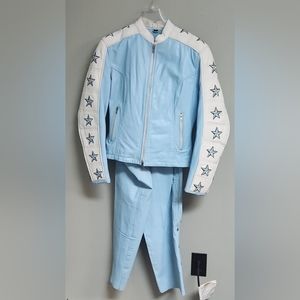 Vintage Unik Premium Motorcycle Jacket & Chaps. Very Unique. Blue. No ri…